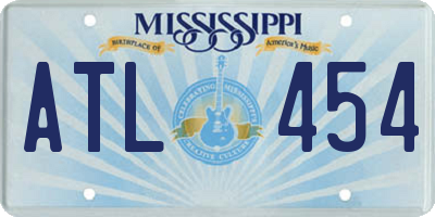 MS license plate ATL454