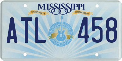 MS license plate ATL458
