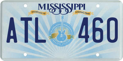 MS license plate ATL460