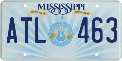 MS license plate ATL463