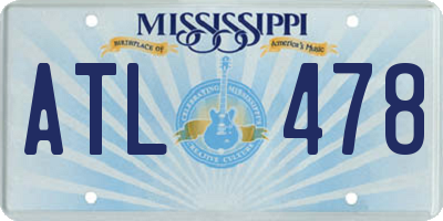 MS license plate ATL478