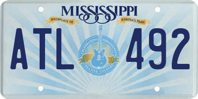 MS license plate ATL492