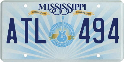 MS license plate ATL494