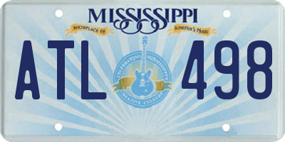 MS license plate ATL498