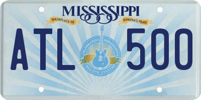 MS license plate ATL500