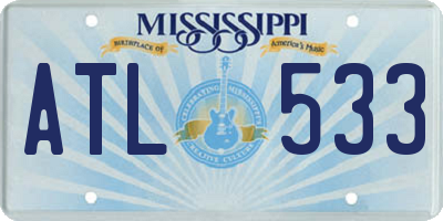 MS license plate ATL533