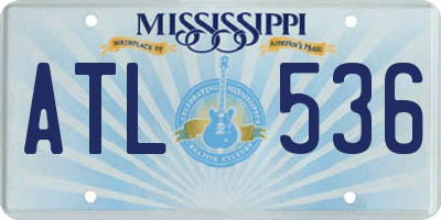 MS license plate ATL536