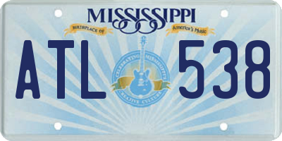 MS license plate ATL538