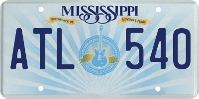 MS license plate ATL540