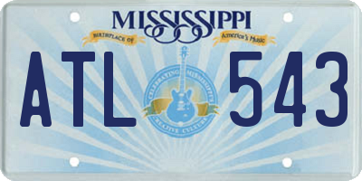 MS license plate ATL543
