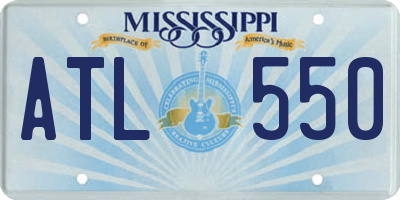 MS license plate ATL550