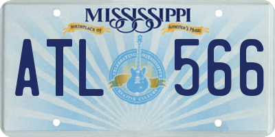 MS license plate ATL566