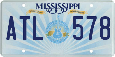 MS license plate ATL578