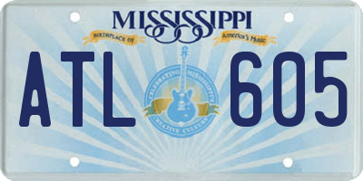 MS license plate ATL605