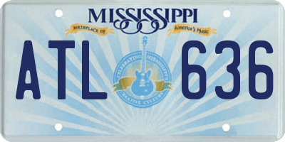 MS license plate ATL636