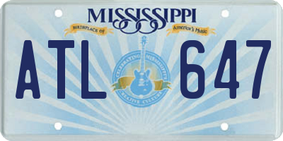 MS license plate ATL647