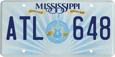 MS license plate ATL648