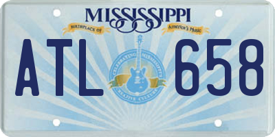 MS license plate ATL658