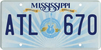 MS license plate ATL670