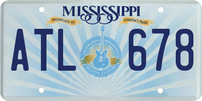 MS license plate ATL678