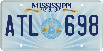 MS license plate ATL698