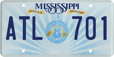 MS license plate ATL701