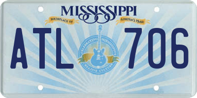 MS license plate ATL706