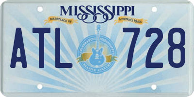 MS license plate ATL728