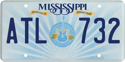 MS license plate ATL732