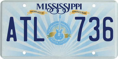 MS license plate ATL736