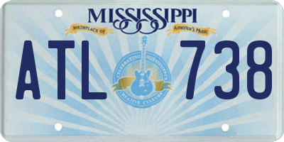 MS license plate ATL738