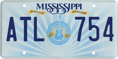 MS license plate ATL754