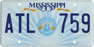 MS license plate ATL759