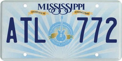 MS license plate ATL772