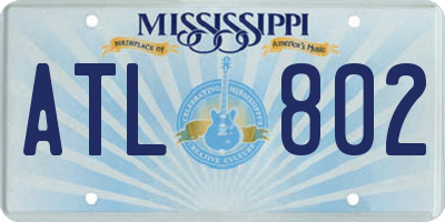 MS license plate ATL802