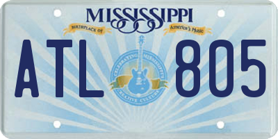 MS license plate ATL805