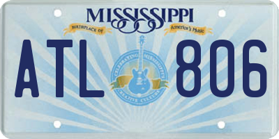 MS license plate ATL806