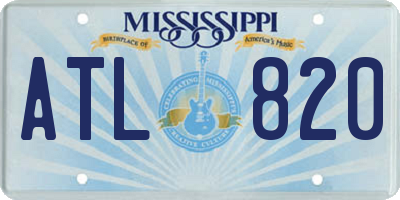 MS license plate ATL820