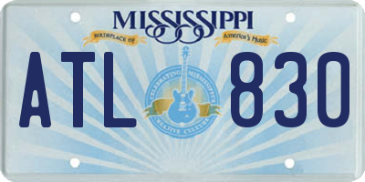 MS license plate ATL830