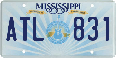 MS license plate ATL831
