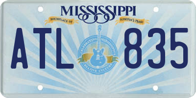 MS license plate ATL835