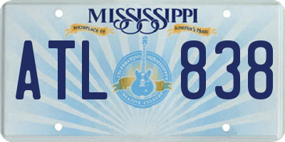 MS license plate ATL838
