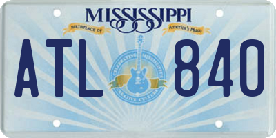 MS license plate ATL840