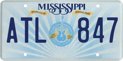 MS license plate ATL847