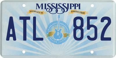 MS license plate ATL852