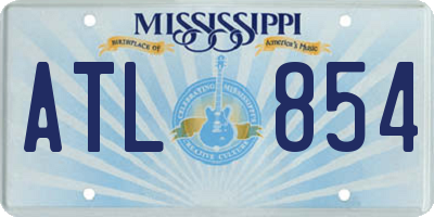 MS license plate ATL854