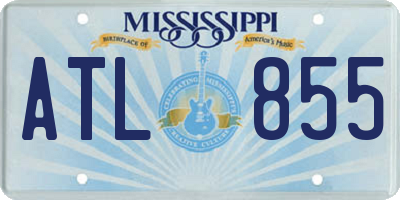 MS license plate ATL855