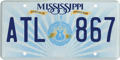 MS license plate ATL867