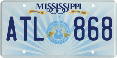MS license plate ATL868