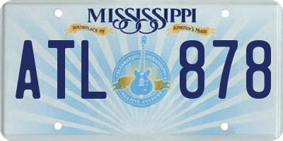 MS license plate ATL878